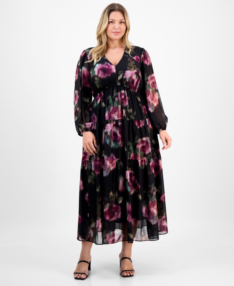 Длинное платье-макси из шифона с V-образным вырезом и принтом, больших размеров, с длинными рукавами Robbie Bee, Black Multi
Длинное платье-макси из шифона с V-образным вырезом и принтом, больших размеров, с длинными рукавами Robbie Bee, Black Multi