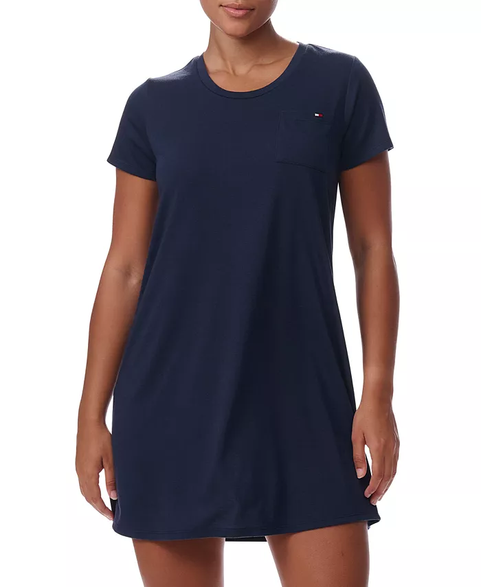 Женская ночная сорочка с коротким рукавом и круглым вырезом Tommy Hilfiger, синий 
Женская ночная сорочка с коротким рукавом и круглым вырезом Tommy Hilfiger, синий