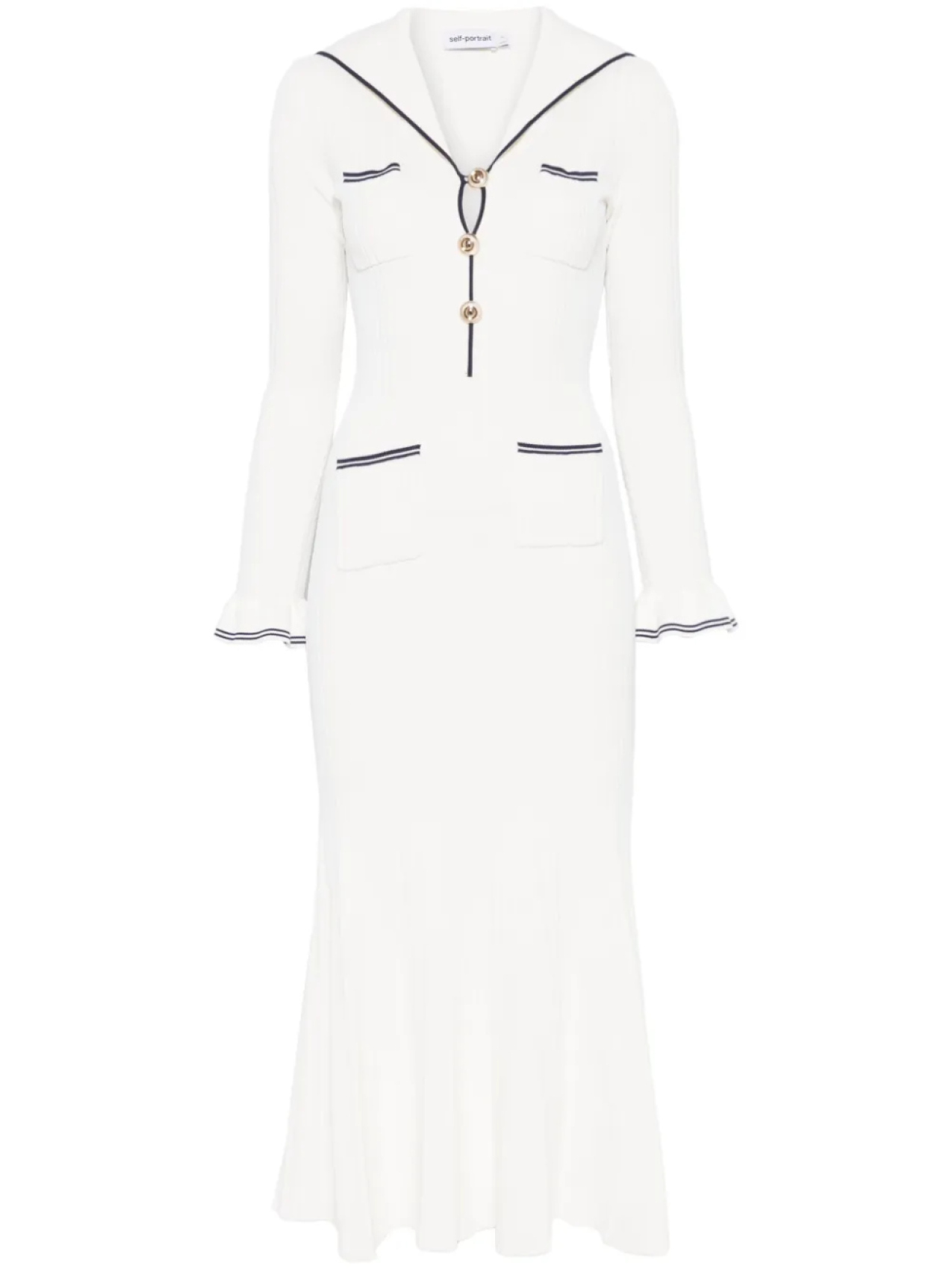 Self-Portrait платье макси в рубчик, белый
Self-Portrait платье макси в рубчик, белый