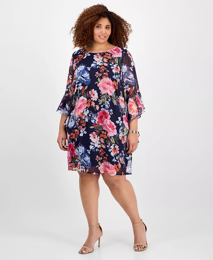 Платье-футляр с круглым вырезом и принтом больших размеров Connected, синий
Платье-футляр с круглым вырезом и принтом больших размеров Connected, синий