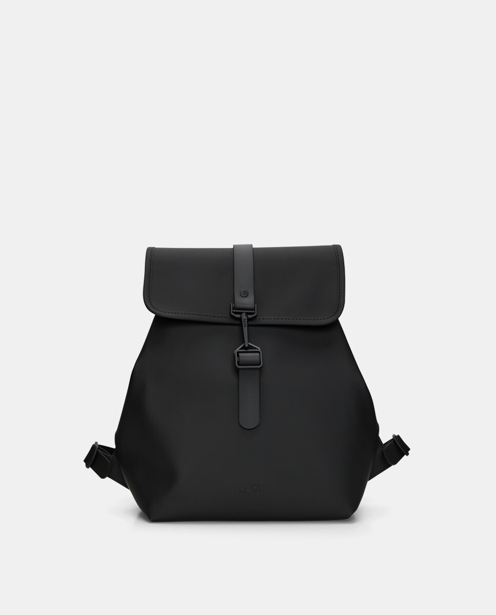 Рюкзак-ведро средней водостойкости черного цвета Rains, черный 
Рюкзак-ведро средней водостойкости черного цвета Rains, черный