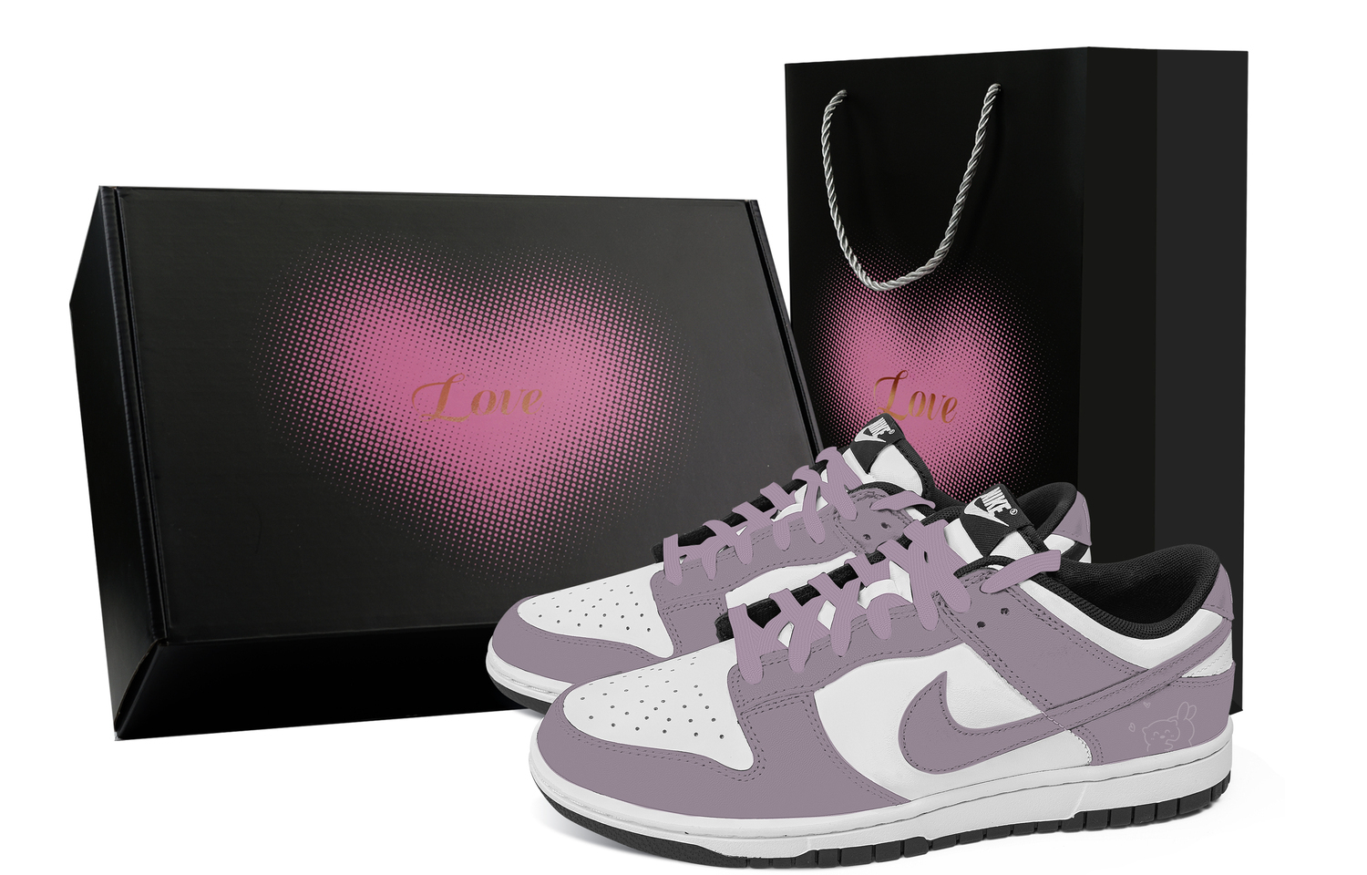 Nike Dunk Purple Mist Cute Bear, Heart Box устойчивые к истиранию низкие кроссовки для скейтбординга Unisex фиолетовый белый
Nike Dunk Purple Mist Cute Bear, Heart Box устойчивые к истиранию низкие кроссовки для скейтбординга Unisex фиолетовый белый