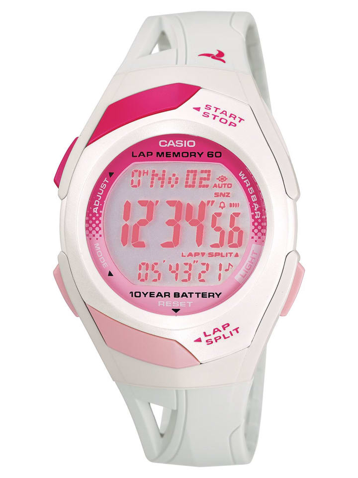 Casio Спортивные цифровые женские часы, белые/розовые
Casio Спортивные цифровые женские часы, белые/розовые