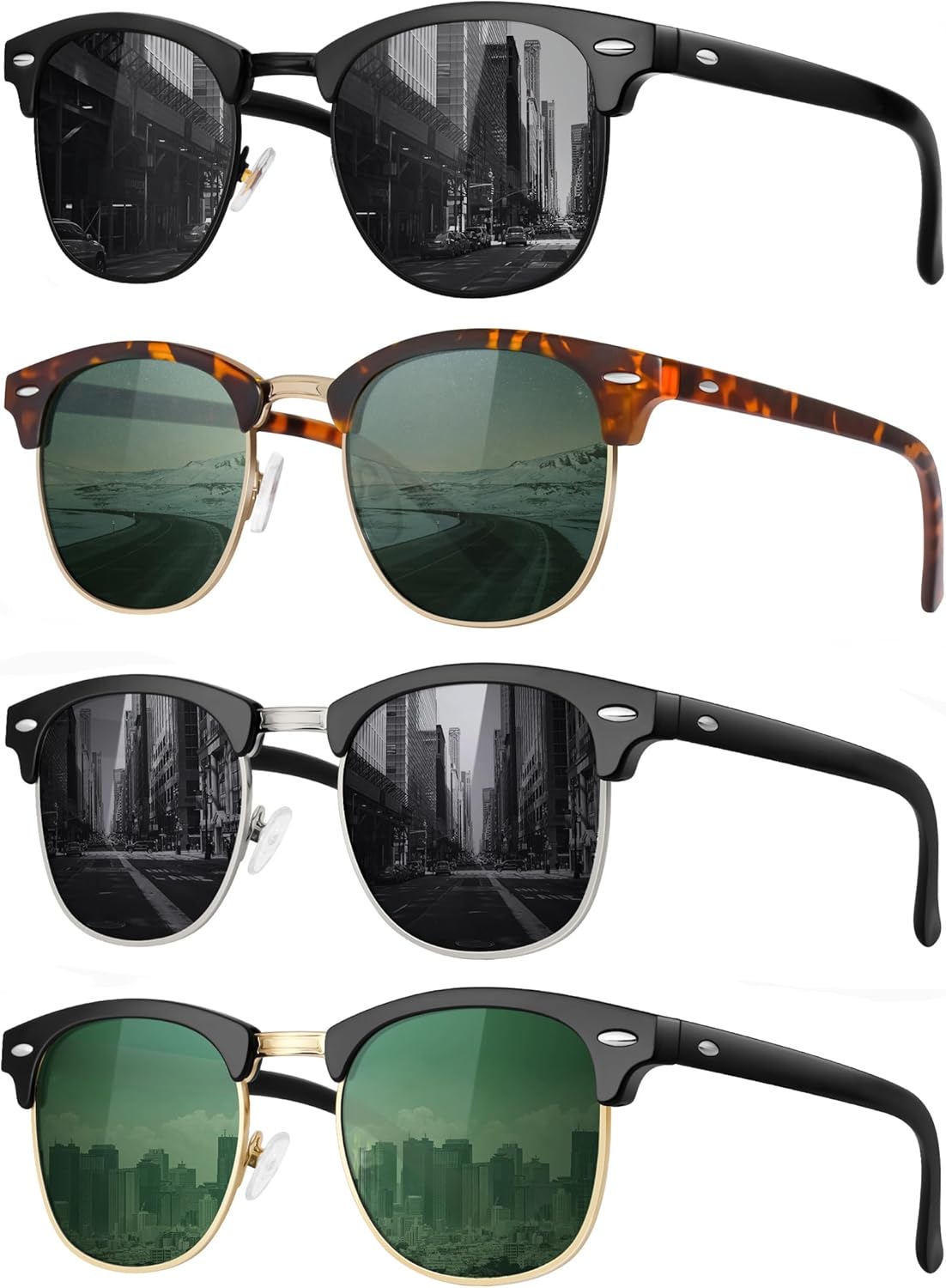 Классические поляризованные солнцезащитные очки для мужчин и женщин в стиле ретро, полуободковая оправа, 100% защита от УФ-излучения FURISHQI, 4pack Black+g15+black Silver+matte Leopard G15
Классические поляризованные солнцезащитные очки для мужчин и женщин в стиле ретро, полуободковая оправа, 100% защита от УФ-излучения FURISHQI, 4pack Black+g15+black Silver+matte Leopard G15