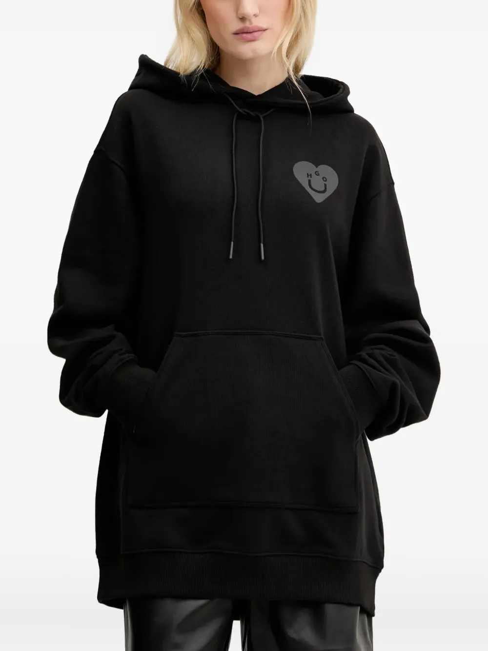 Худи в рубчик с логотипом HUGO, черный
Худи в рубчик с логотипом HUGO, черный