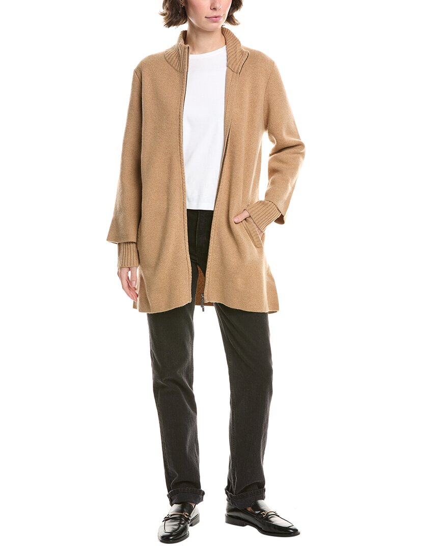 Форте Кашемир Двойное вязание Молния Искусственная шерсть и смесовая кардиган Forte Cashmere, коричневый 
Форте Кашемир Двойное вязание Молния Искусственная шерсть и смесовая кардиган Forte Cashmere, коричневый