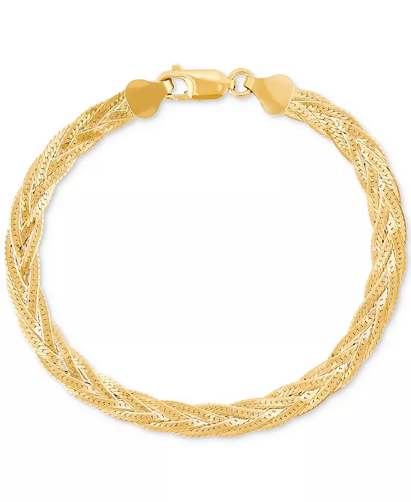 Браслет из плетеных звеньев «ёлочка» длиной 7-1/2 дюйма из стерлингового серебра с 14-каратным золотом, созданный для Macy's. Giani Bernini, gold
Браслет из плетеных звеньев «ёлочка» длиной 7-1/2 дюйма из стерлингового серебра с 14-каратным золотом, созданный для Macy's. Giani Bernini, gold