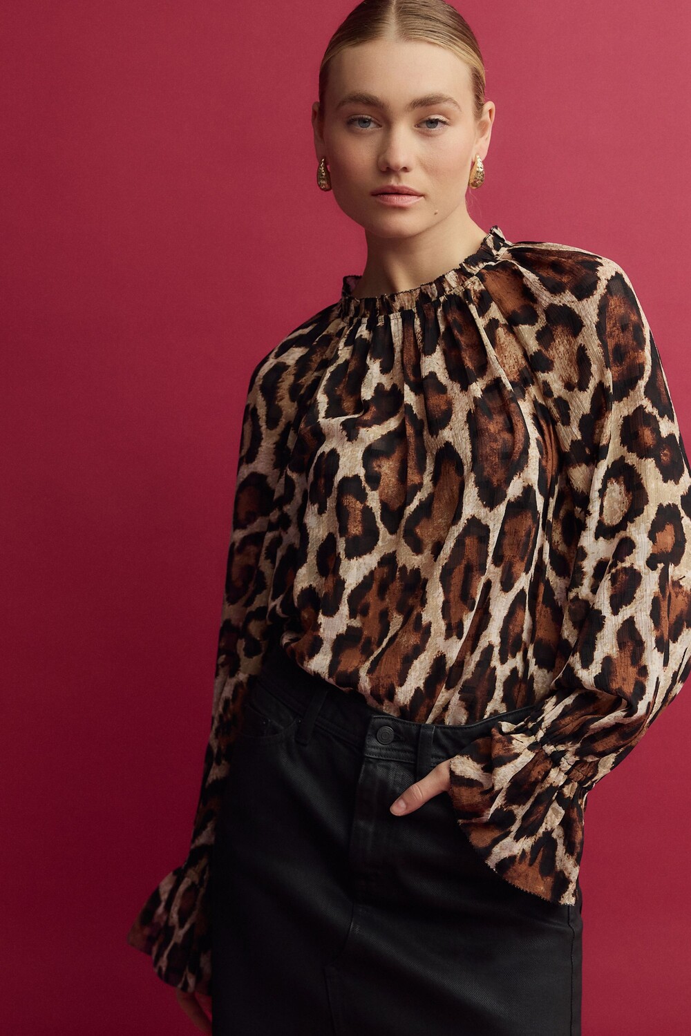 Объемная блузка с длинным рукавом Next, коричневый
Объемная блузка с длинным рукавом Next, коричневый