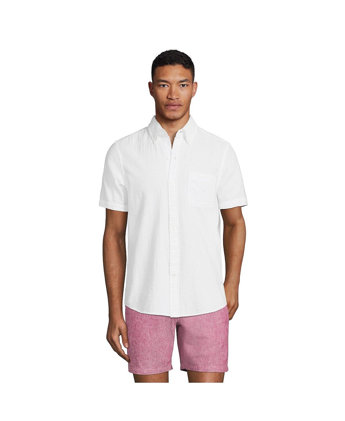 Мужская рубашка из жатого хлопка традиционного кроя с короткими рукавами Lands' End
Мужская рубашка из жатого хлопка традиционного кроя с короткими рукавами Lands' End