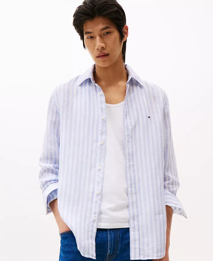 Мужская классическая полосатая льняная рубашка Tommy Hilfiger, синий
Мужская классическая полосатая льняная рубашка Tommy Hilfiger, синий