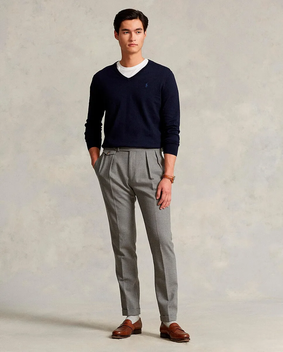 Мужской хлопковый свитер с V-образным вырезом Polo Ralph Lauren, темно-синий
Мужской хлопковый свитер с V-образным вырезом Polo Ralph Lauren, темно-синий