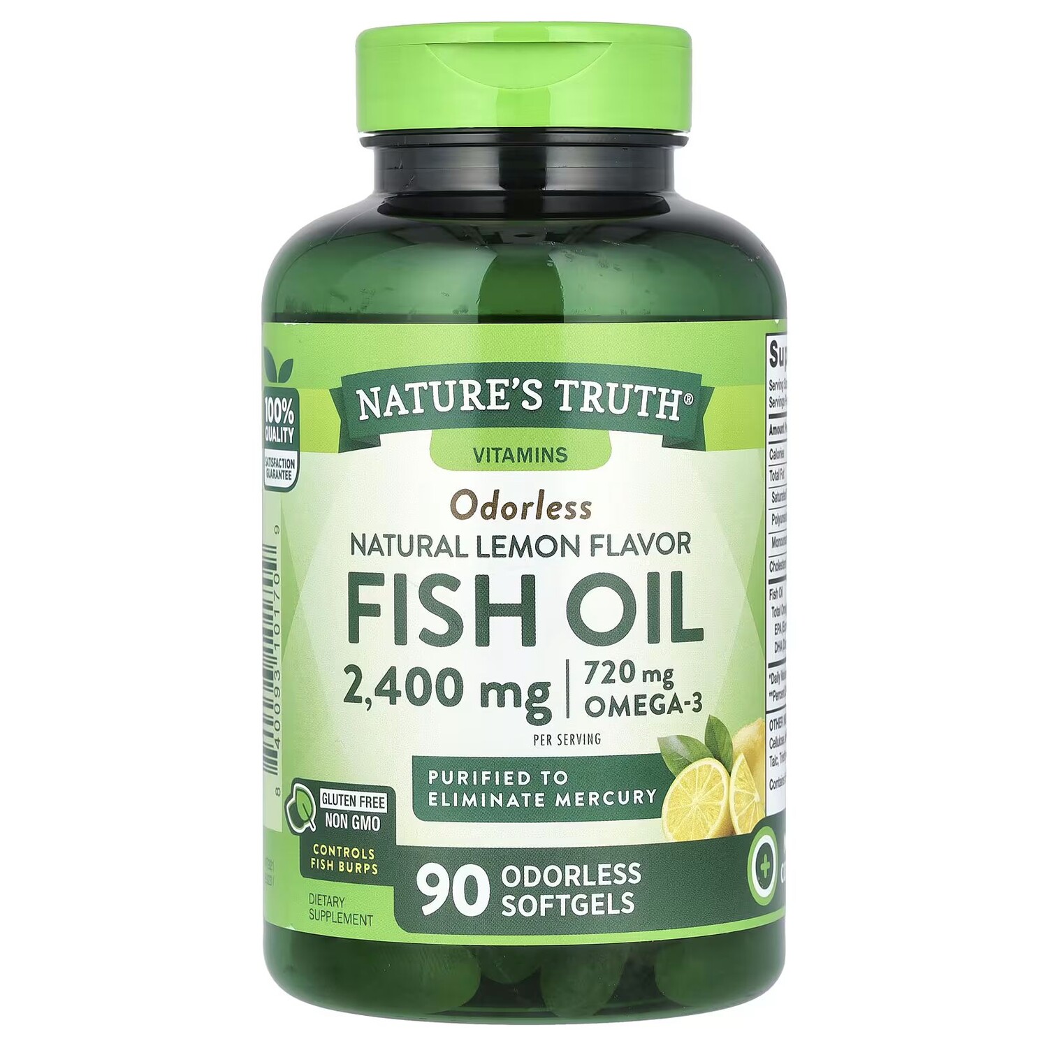 Рыбий жир без запаха, натуральный лимон, 2400 мг, 90 мягких таблеток без запаха (1200 мг на мягкую таблетку) Nature'S Truth
Рыбий жир без запаха, натуральный лимон, 2400 мг, 90 мягких таблеток без запаха (1200 мг на мягкую таблетку) Nature'S Truth