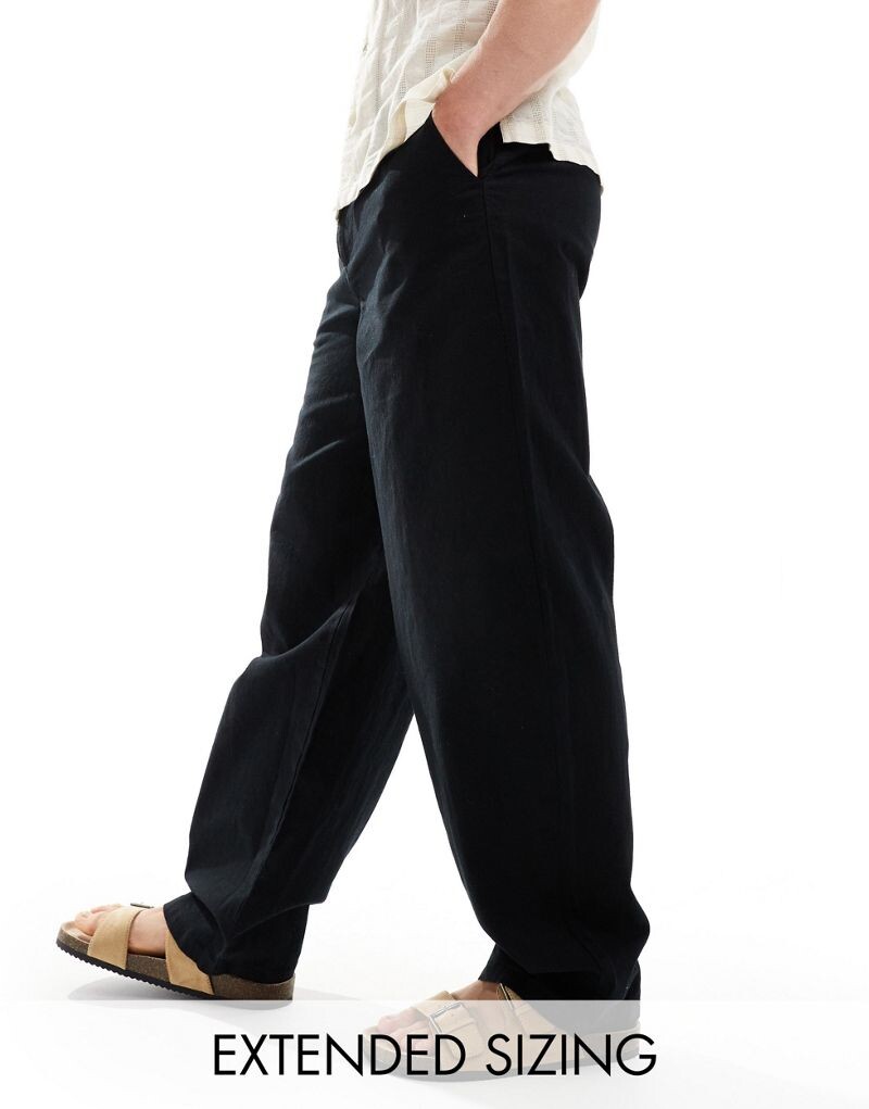 ASOS DESIGN — Широкие льняные брюки чинос черного цвета
ASOS DESIGN — Широкие льняные брюки чинос черного цвета