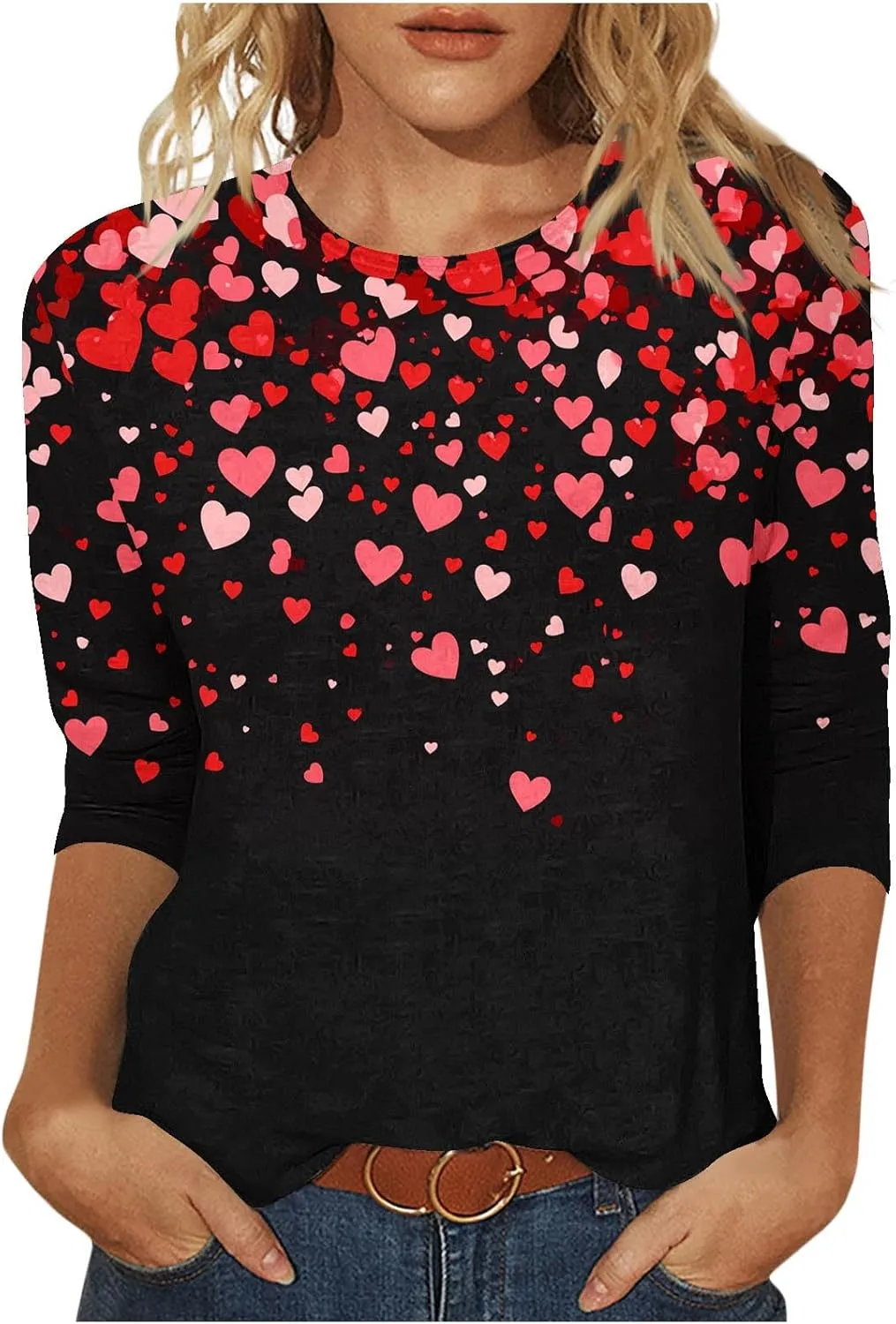 Топ для женщин с принтом в виде сердечек, 3/4 рукава LMSXCT
Топ для женщин с принтом в виде сердечек, 3/4 рукава LMSXCT