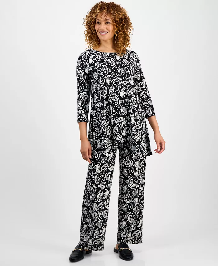 Женский свободный топ с принтом и рукавами 3/4 и брюки-клеш JM Collection, мультиколор
Женский свободный топ с принтом и рукавами 3/4 и брюки-клеш JM Collection, мультиколор