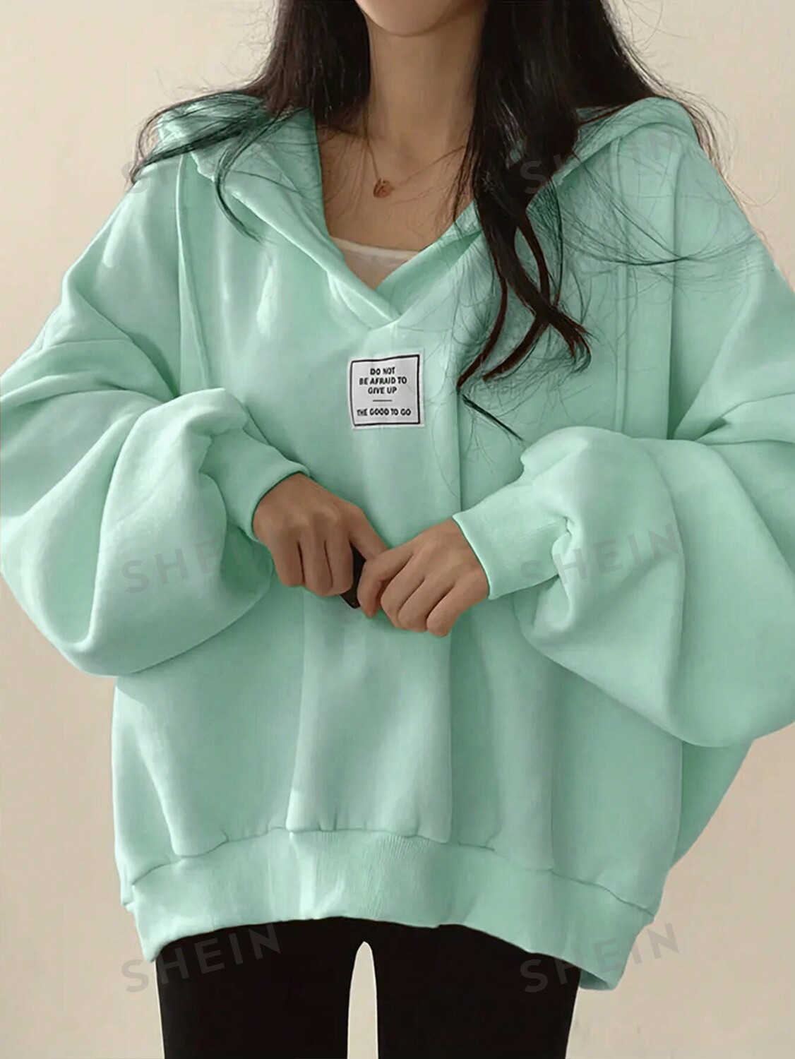 EZwear Свитер с длинными рукавами и капюшоном, молодежный стиль, удобный, свободного кроя Shein, мятно-зеленый
EZwear Свитер с длинными рукавами и капюшоном, молодежный стиль, удобный, свободного кроя Shein, мятно-зеленый