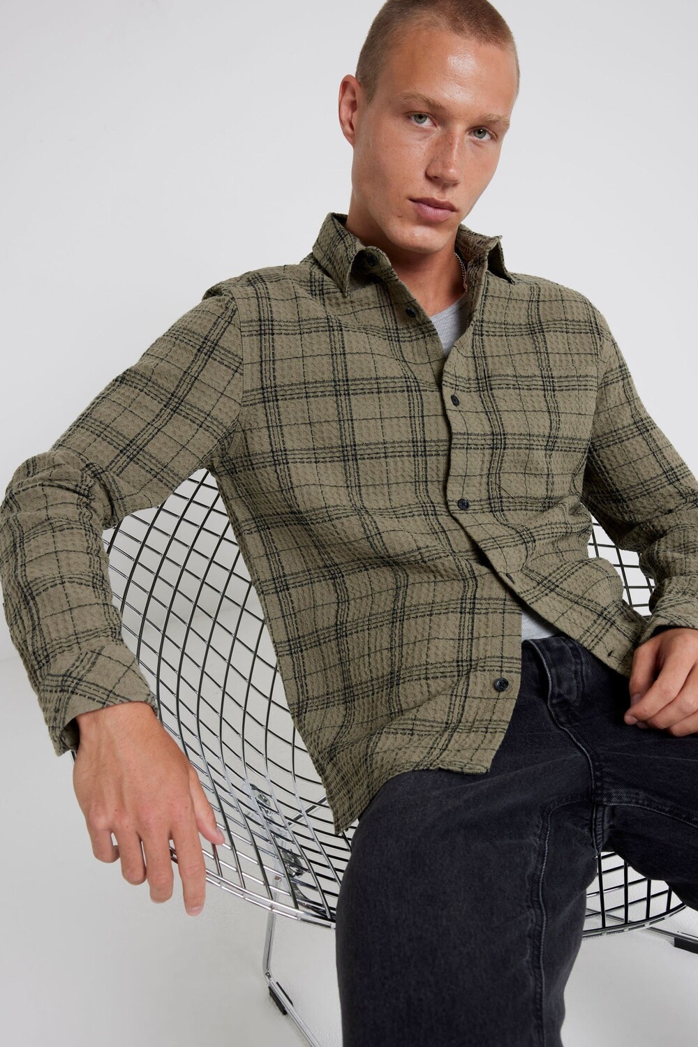 Рубашка с длинными рукавами в вафельную клетку River Island, зеленый
Рубашка с длинными рукавами в вафельную клетку River Island, зеленый