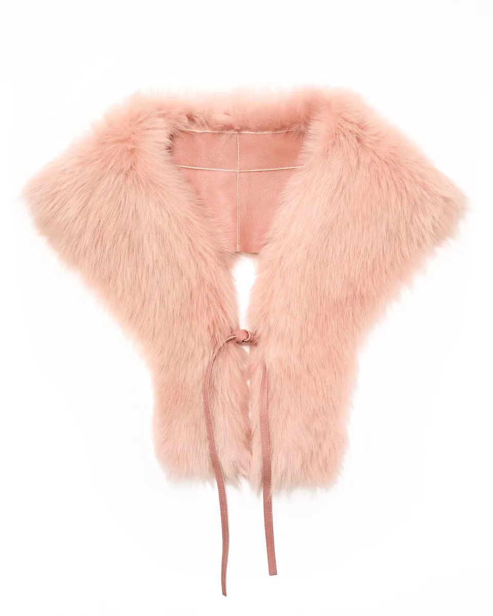 Женский воротник из тосканской овчины розового цвета Maximilian, розовый 
Женский воротник из тосканской овчины розового цвета Maximilian, розовый