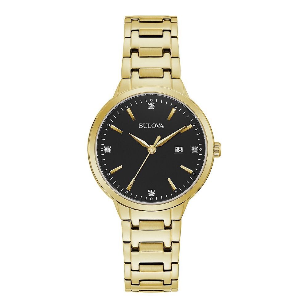 Bulova Женские классические золотистые часы из нержавеющей стали с черным бриллиантом - 97P147, золотой
Bulova Женские классические золотистые часы из нержавеющей стали с черным бриллиантом - 97P147, золотой
