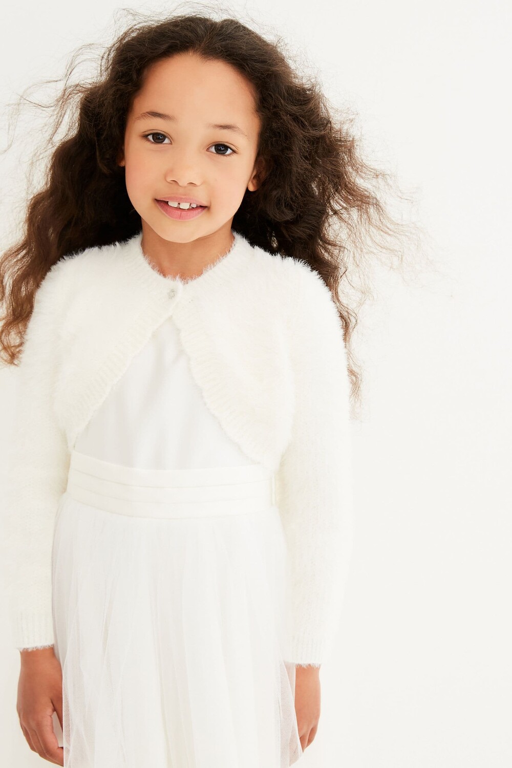 Пышный кардиган-болеро Next, белый 
Пышный кардиган-болеро Next, белый