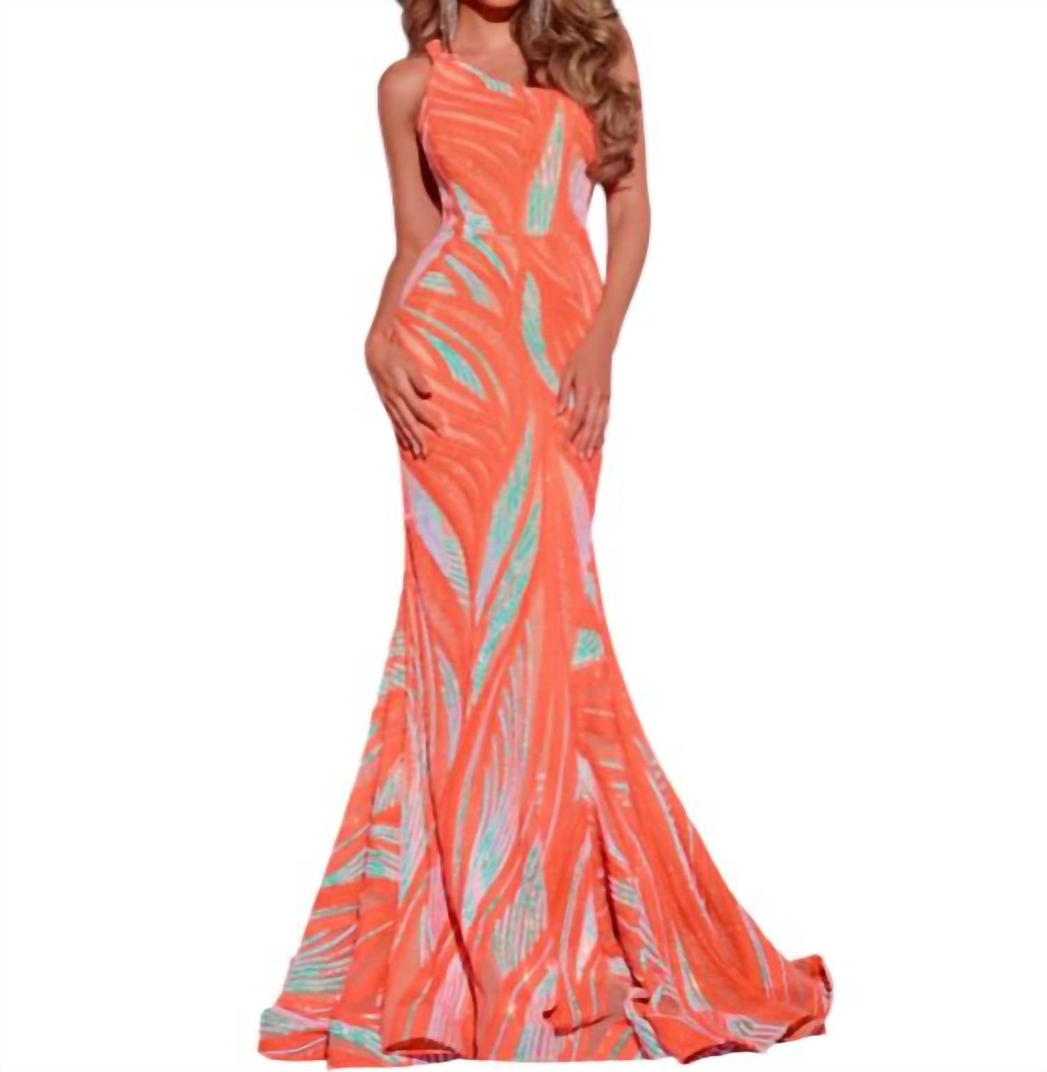 Оранжевое бисерное платье-русалка JOVANI
Оранжевое бисерное платье-русалка JOVANI