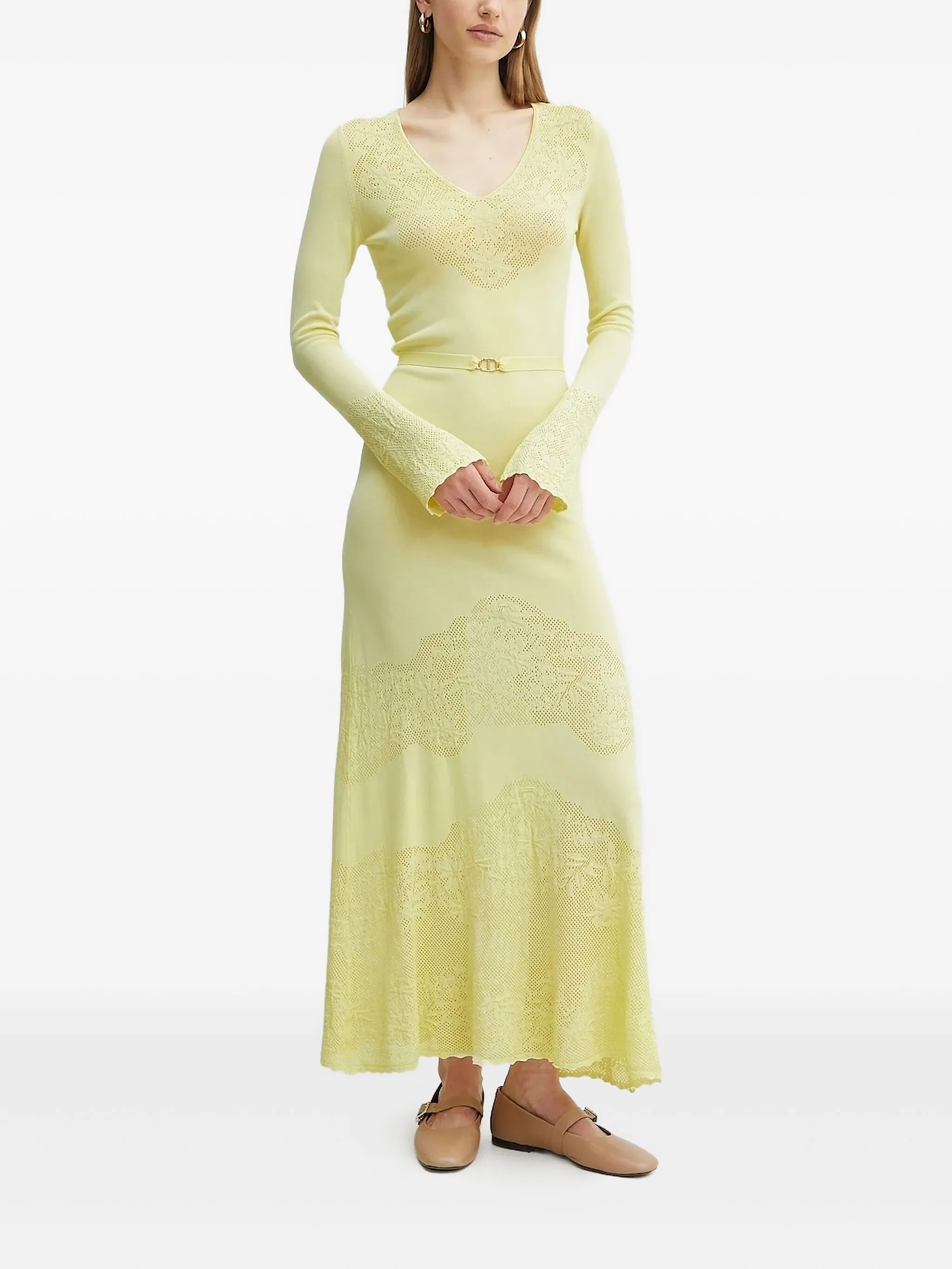 Сетчатое платье макси Twinset, желтый
Сетчатое платье макси Twinset, желтый