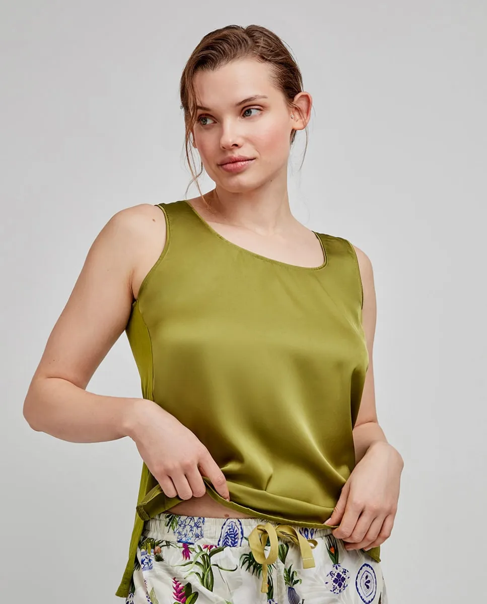 Однотонная майка из атласной ткани Gisela, зеленый
Однотонная майка из атласной ткани Gisela, зеленый