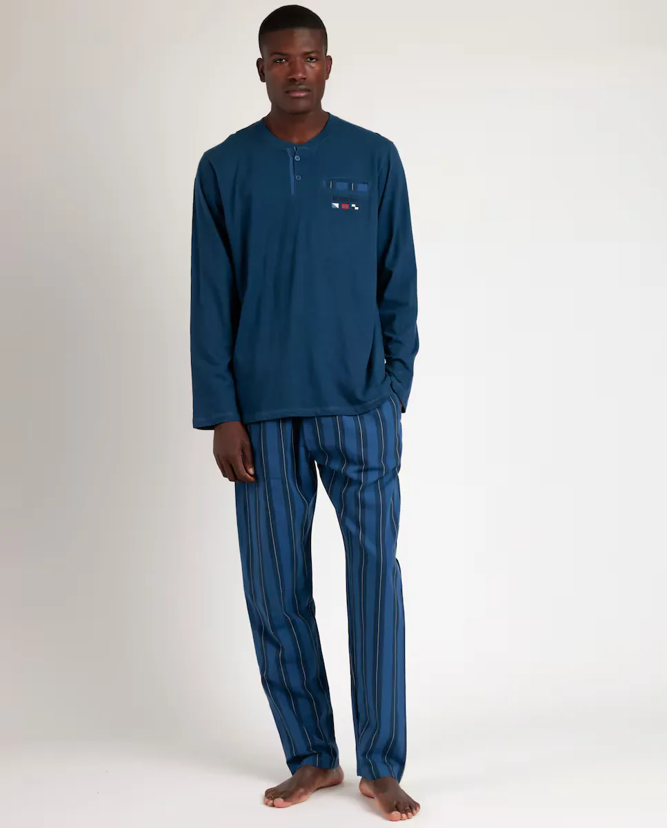 Мужская длинная пижама из синей ткани поплин Admas, синий
Мужская длинная пижама из синей ткани поплин Admas, синий