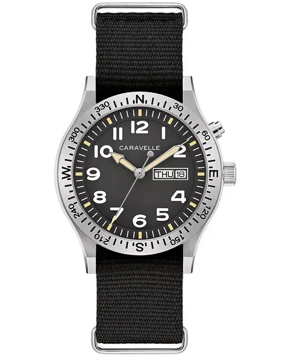 Мужские винтажные повседневные часы Lite Up с черным нейлоновым ремешком, 39 мм Caravelle, black
Мужские винтажные повседневные часы Lite Up с черным нейлоновым ремешком, 39 мм Caravelle, black