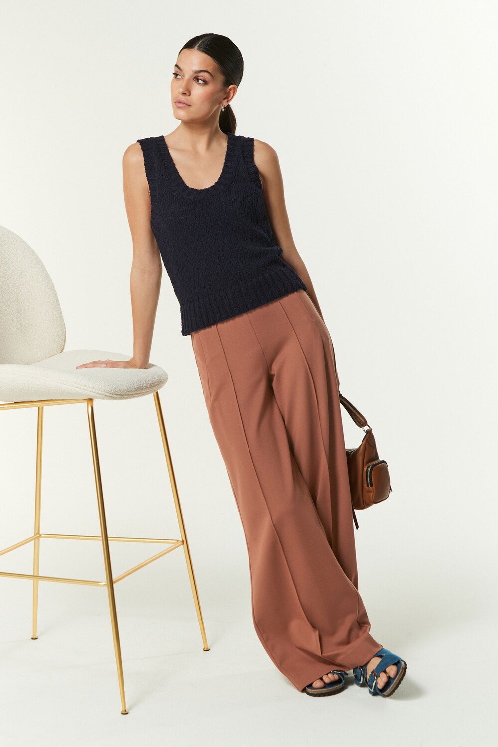 Широкие брюки понте, сшитые на заказ Next, коричневый
Широкие брюки понте, сшитые на заказ Next, коричневый