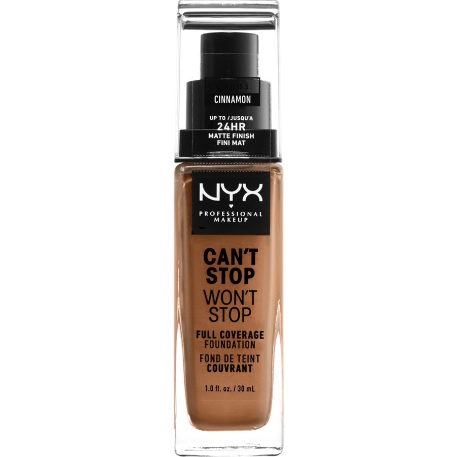 Тональная основа NYX Professional Makeup Can't Stop Won't Stop Foundation, Nr. 25 Cinnamon / 30 ml
Тональная основа NYX Professional Makeup Can't Stop Won't Stop Foundation, Nr. 25 Cinnamon / 30 ml