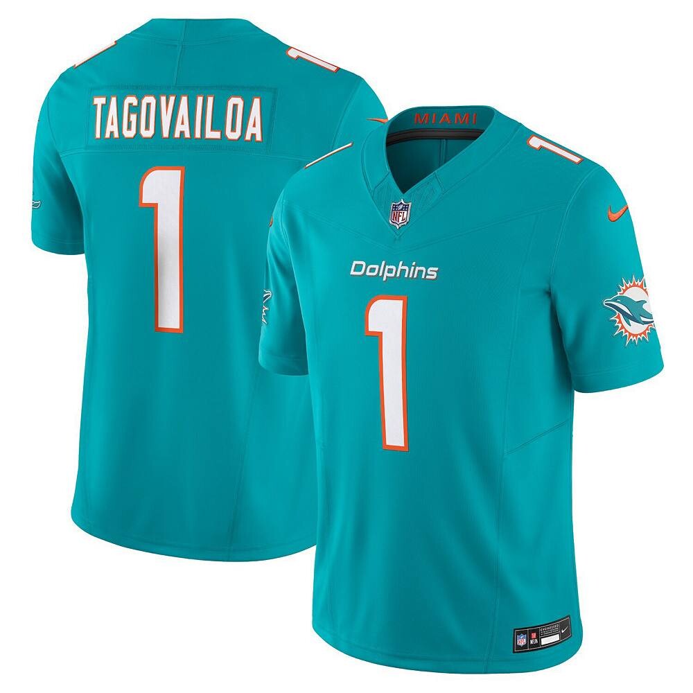 Мужские кроссовки Nike Tua Tagovailoa Aqua Miami Dolphins Vapor F. Ограниченный Джерси, цвет Dol Turq A
Мужские кроссовки Nike Tua Tagovailoa Aqua Miami Dolphins Vapor F. Ограниченный Джерси, цвет Dol Turq A