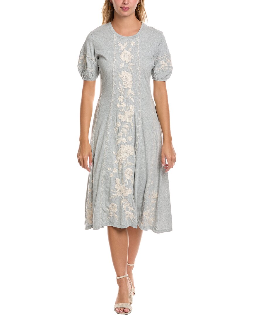 Джонни Уос Платье миди из трикотажа с швами Johnny Was, серый 
Джонни Уос Платье миди из трикотажа с швами Johnny Was, серый