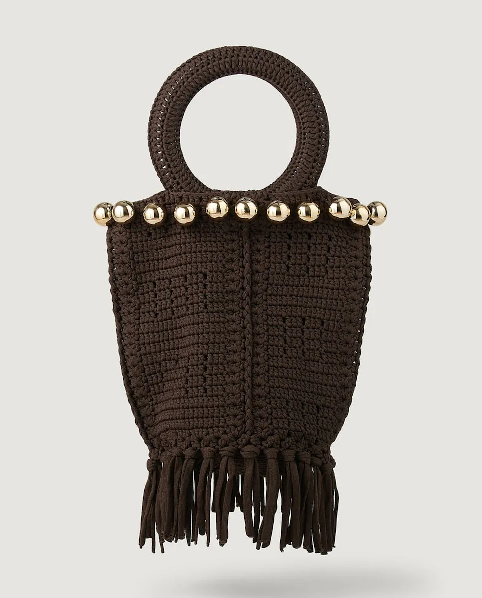 Женская сумка крючком с бусинами и бахромой Sandro, коричневый
Женская сумка крючком с бусинами и бахромой Sandro, коричневый
