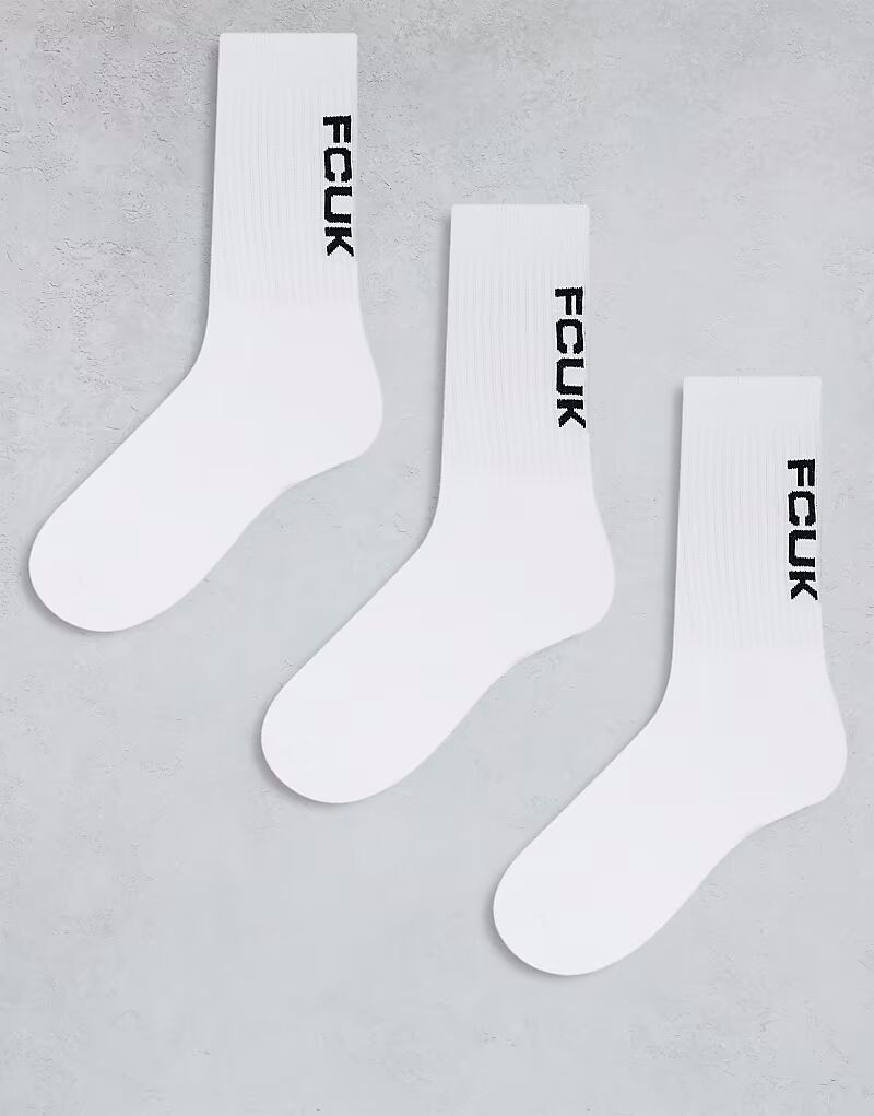 Набор из 3 белых носков с логотипом French Connection FCUK
Набор из 3 белых носков с логотипом French Connection FCUK