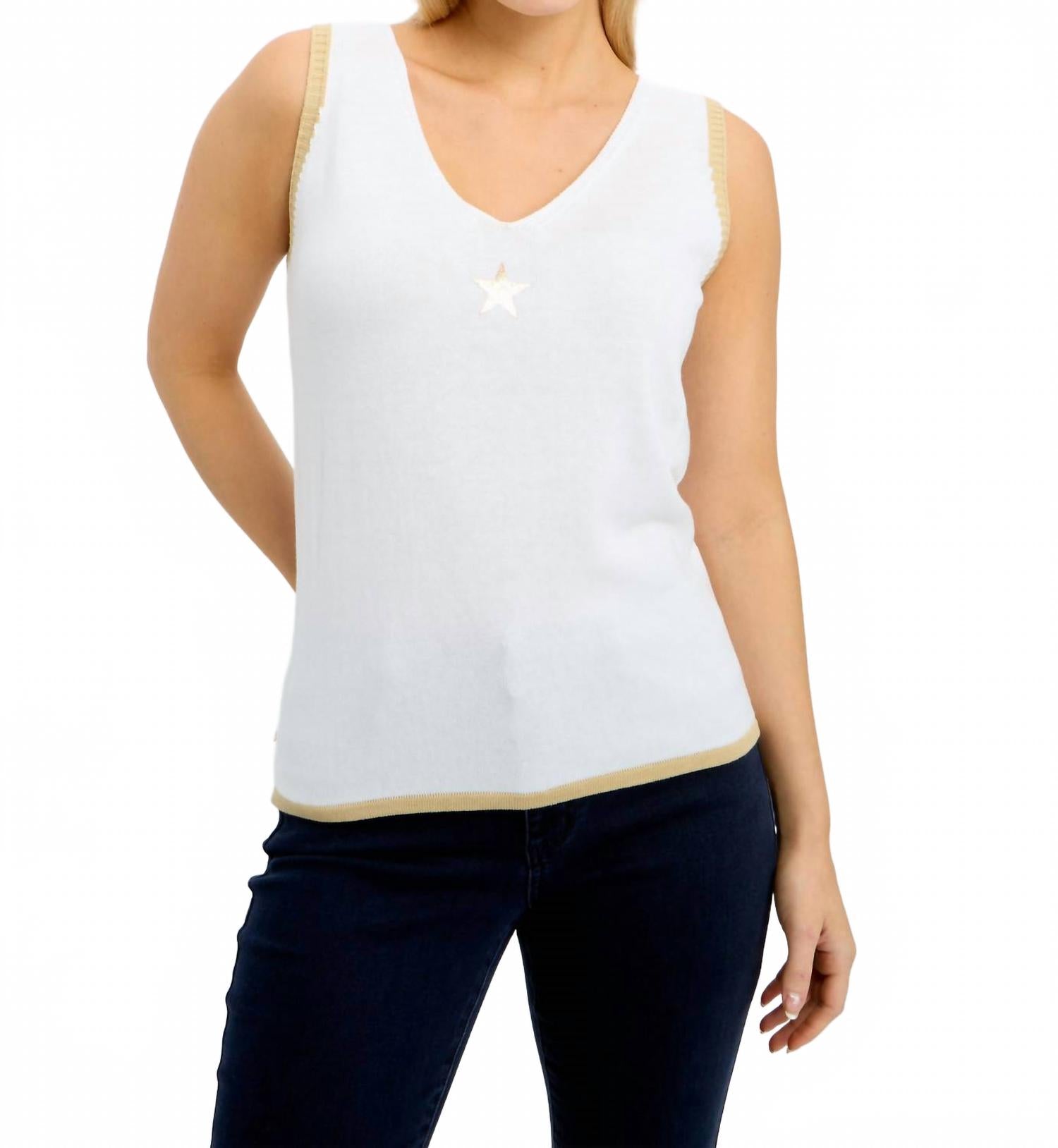 Летняя повседневная майка в бело-бежевом цвете Frank Lyman
Летняя повседневная майка в бело-бежевом цвете Frank Lyman