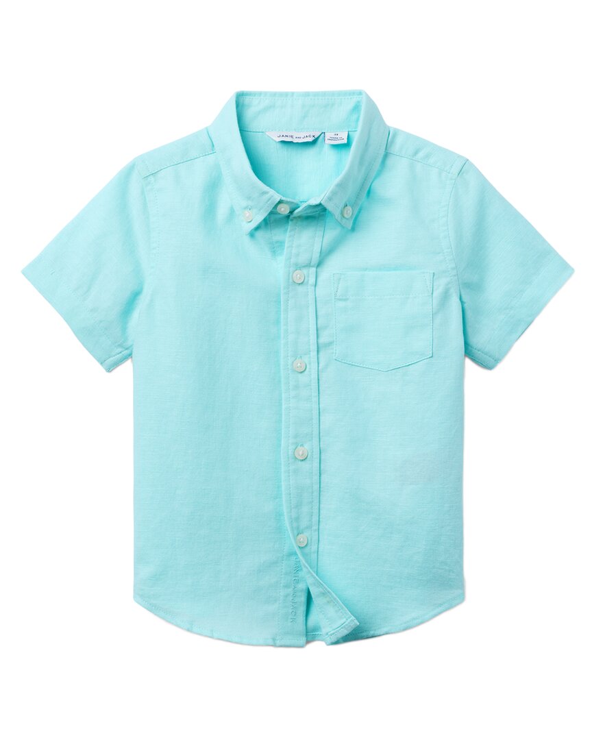 Janie and Jack Топ из льняной смеси, синий 
Janie and Jack Топ из льняной смеси, синий