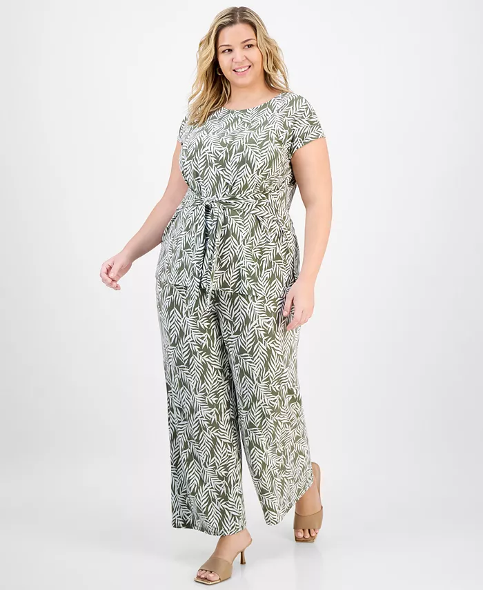 Топ больших размеров с завязкой спереди и широкие брюки Kasper, зеленый
Топ больших размеров с завязкой спереди и широкие брюки Kasper, зеленый