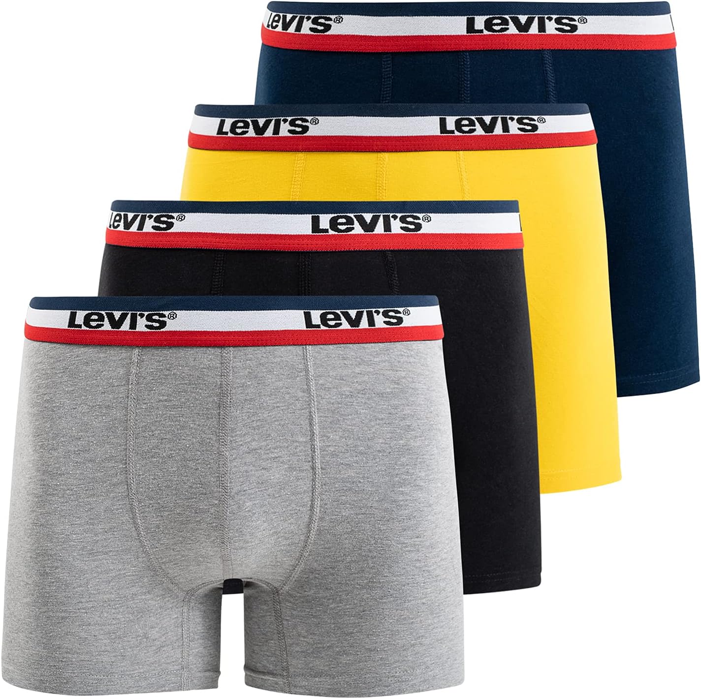 Мужские трусы-боксеры Levi's, дышащие, эластичные, 4 пары, 4 Pack W/ Heather Grey, Gold, Black, Navy
Мужские трусы-боксеры Levi's, дышащие, эластичные, 4 пары, 4 Pack W/ Heather Grey, Gold, Black, Navy