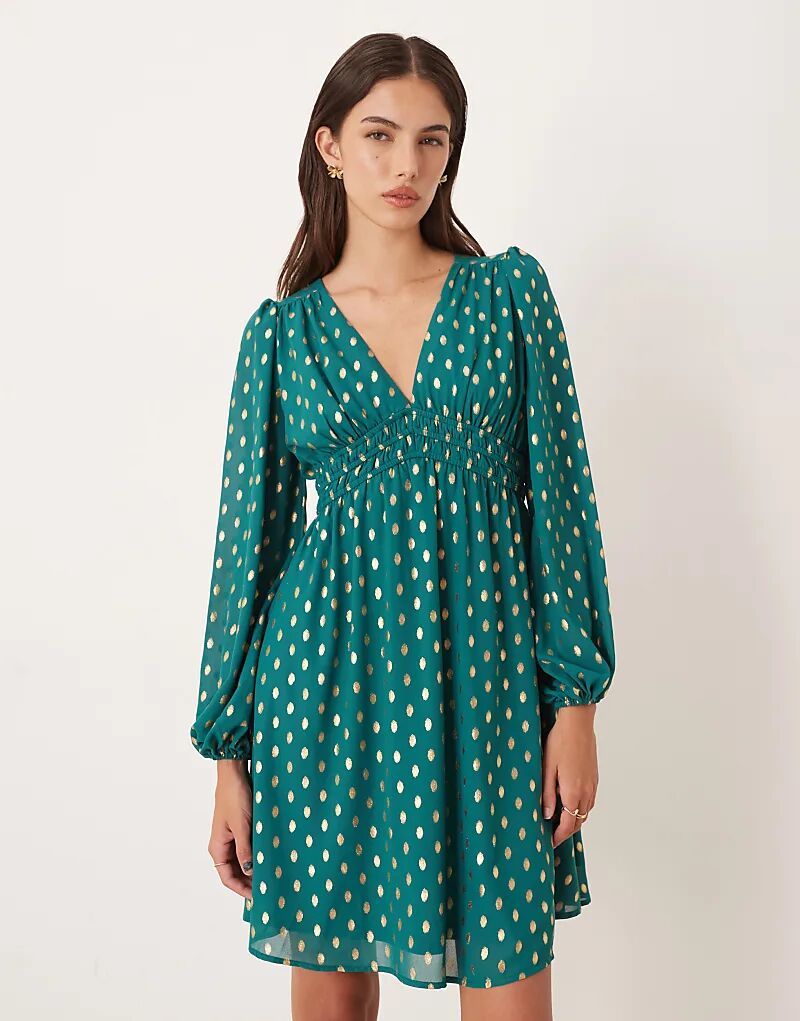 Мини-платье Lovedrobe с длинными рукавами и V-образным вырезом в сине-зеленом цвете
Мини-платье Lovedrobe с длинными рукавами и V-образным вырезом в сине-зеленом цвете