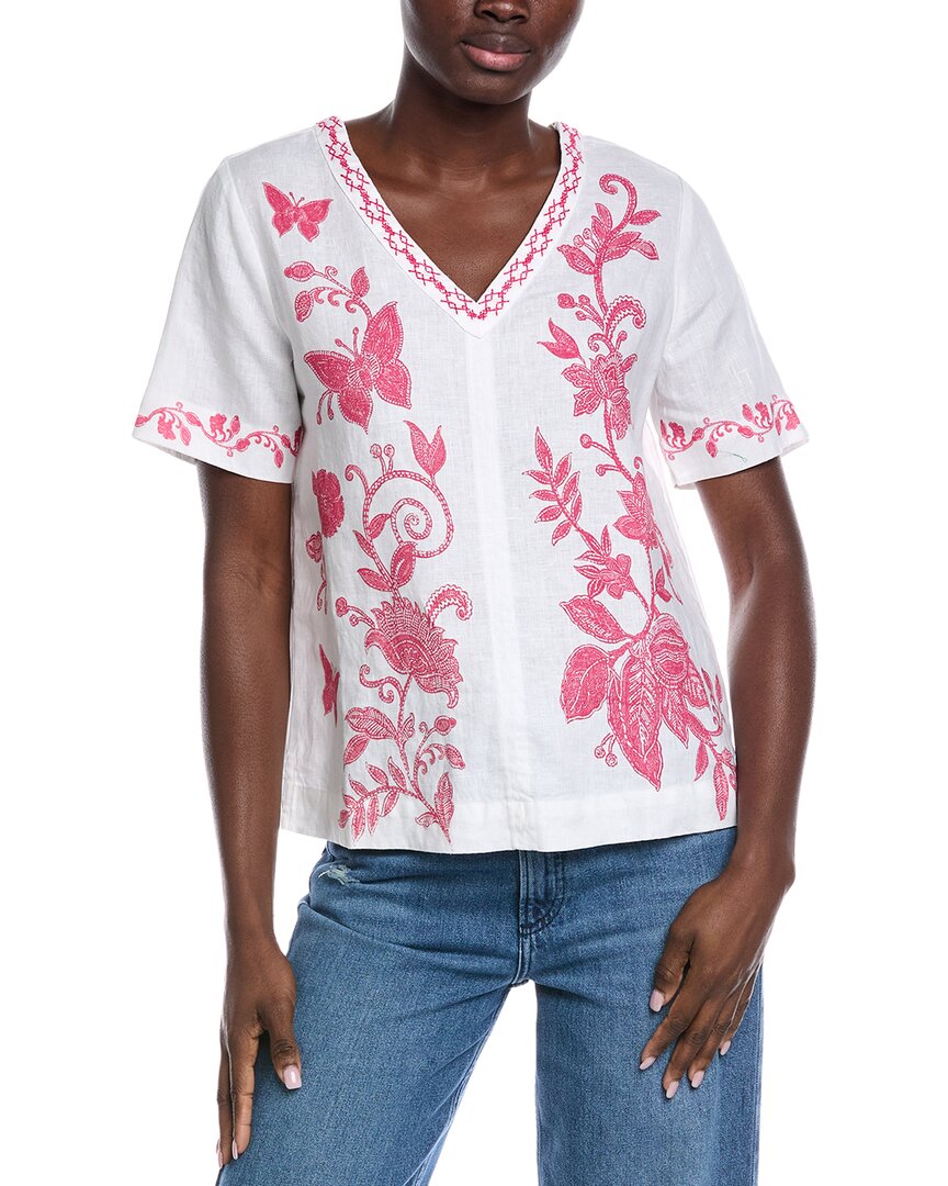 Блузка из льна с V-образным вырезом и завязками на спине от Johnny Was, белый
Блузка из льна с V-образным вырезом и завязками на спине от Johnny Was, белый