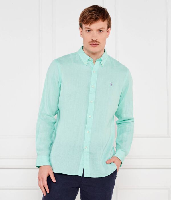 Льняная рубашка Custom fit Polo Ralph Lauren, голубой 
Льняная рубашка Custom fit Polo Ralph Lauren, голубой