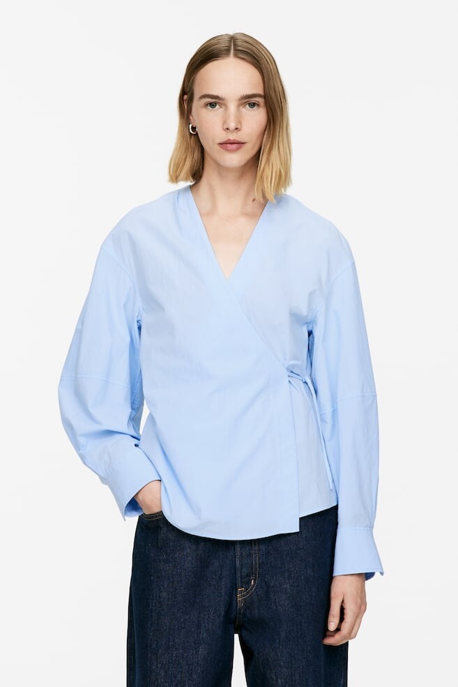 Хлопковый топ-обертка Arket, голубой
Хлопковый топ-обертка Arket, голубой