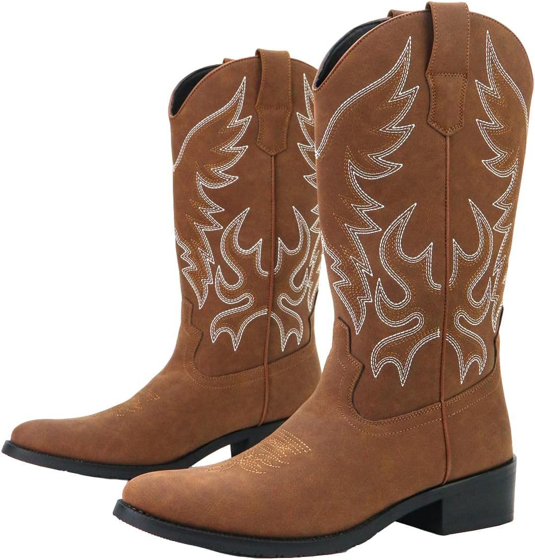 Мужские вестерн-ботинки Santimon с вышивкой в виде пламени, с заостренным носком, на высокой шнуровке для верховой езды, коричневый
Мужские вестерн-ботинки Santimon с вышивкой в виде пламени, с заостренным носком, на высокой шнуровке для верховой езды, коричневый