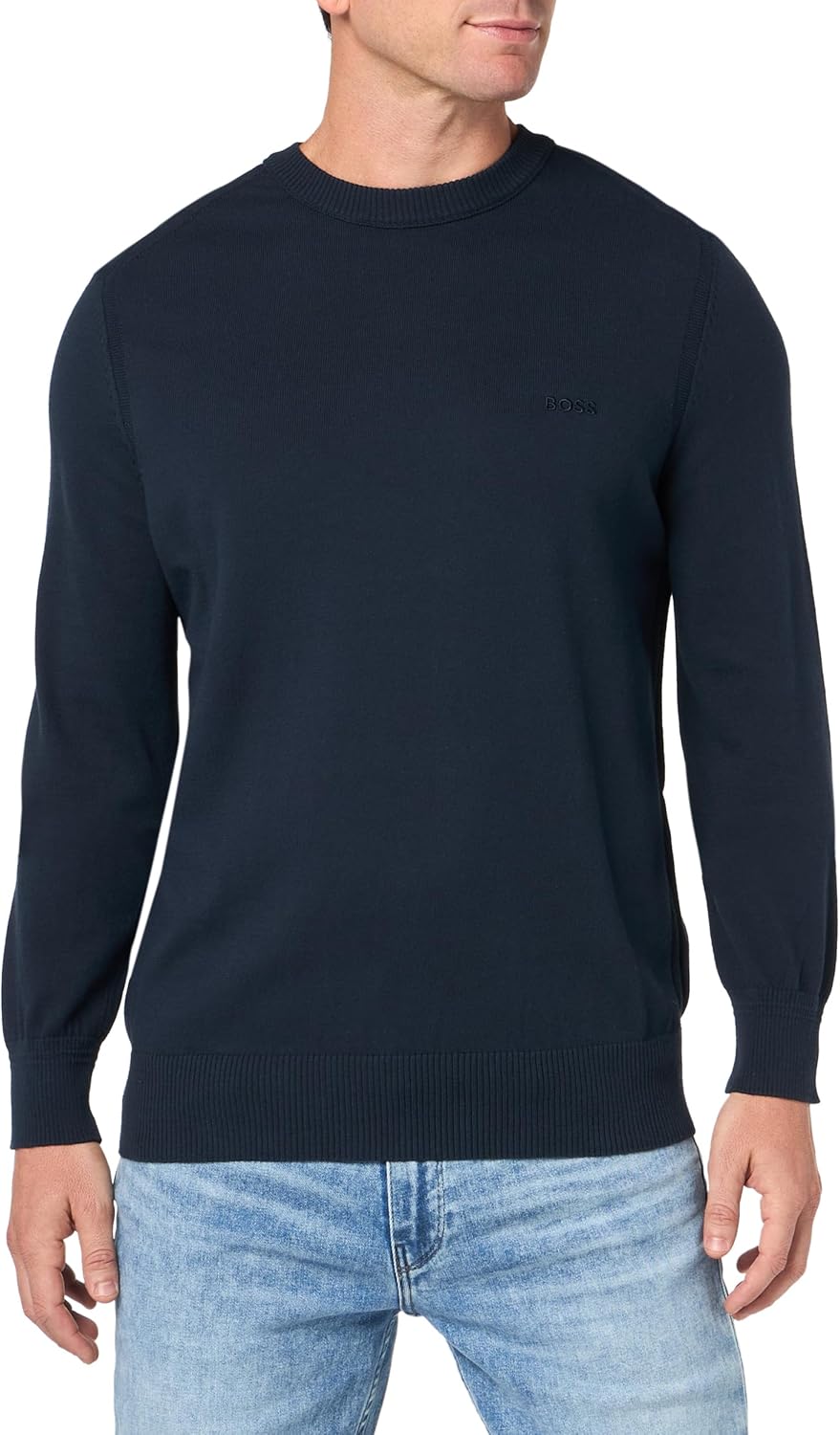 BOSS Мужской свитер с V-образным вырезом и небольшим логотипом из хлопковой смеси, Midnight Navy
BOSS Мужской свитер с V-образным вырезом и небольшим логотипом из хлопковой смеси, Midnight Navy