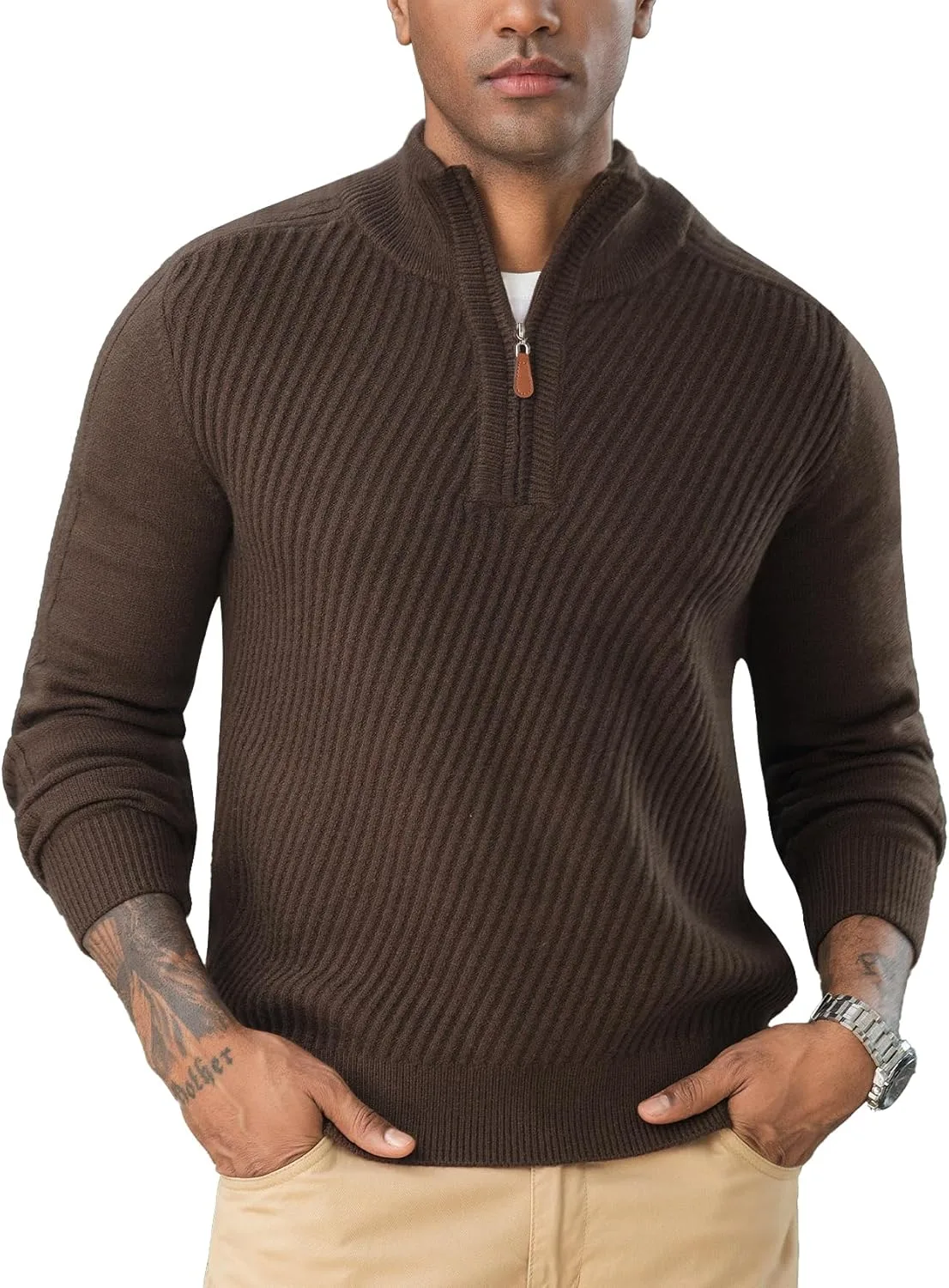 Flygo Quarter Zip Pullover для мужчин, вязаный свитер с длинным рукавом
Flygo Quarter Zip Pullover для мужчин, вязаный свитер с длинным рукавом