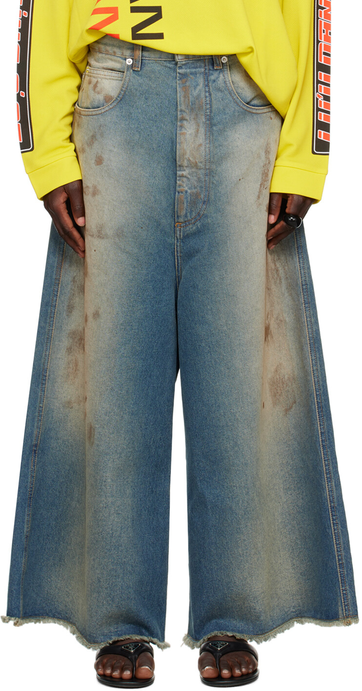 Синие широкие укороченные джинсы LU'U DAN, Stained blue
Синие широкие укороченные джинсы LU'U DAN, Stained blue