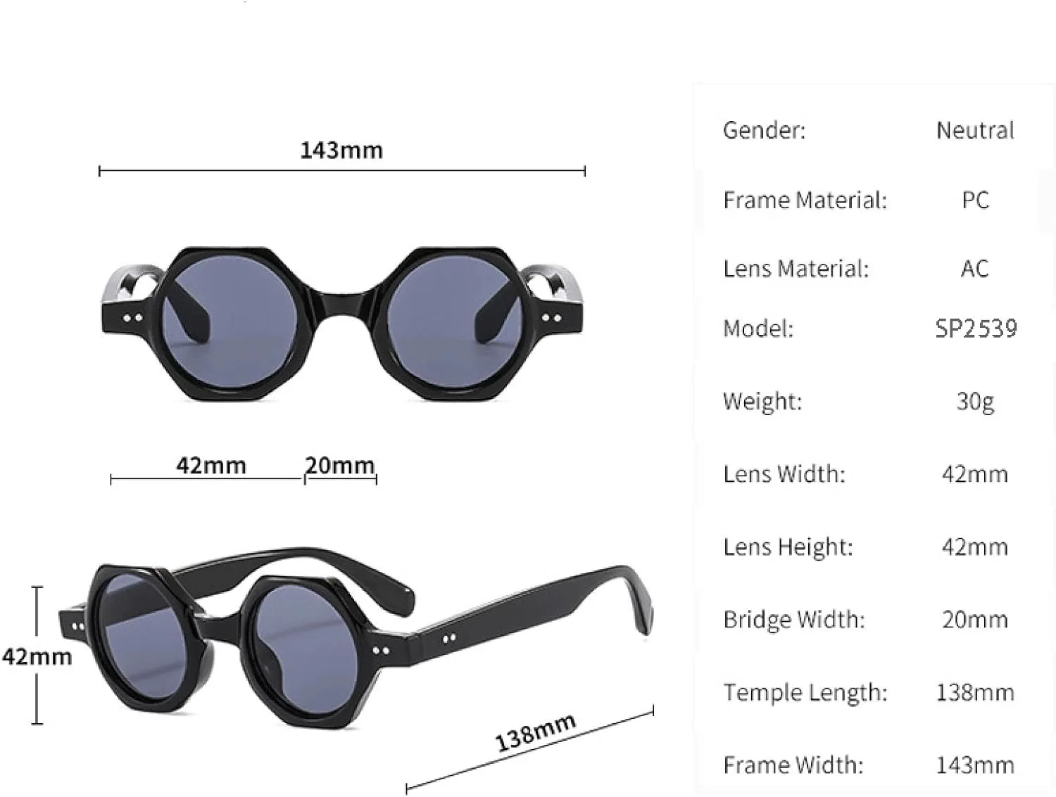 Модные солнцезащитные очки Polygon для женщин, конфетные круглые линзы, защита от УФ-излучения UV400, для мужчин, стильные очки для вождения VFDHN, Grey Clear
Модные солнцезащитные очки Polygon для женщин, конфетные круглые линзы, защита от УФ-излучения UV400, для мужчин, стильные очки для вождения VFDHN, Grey Clear