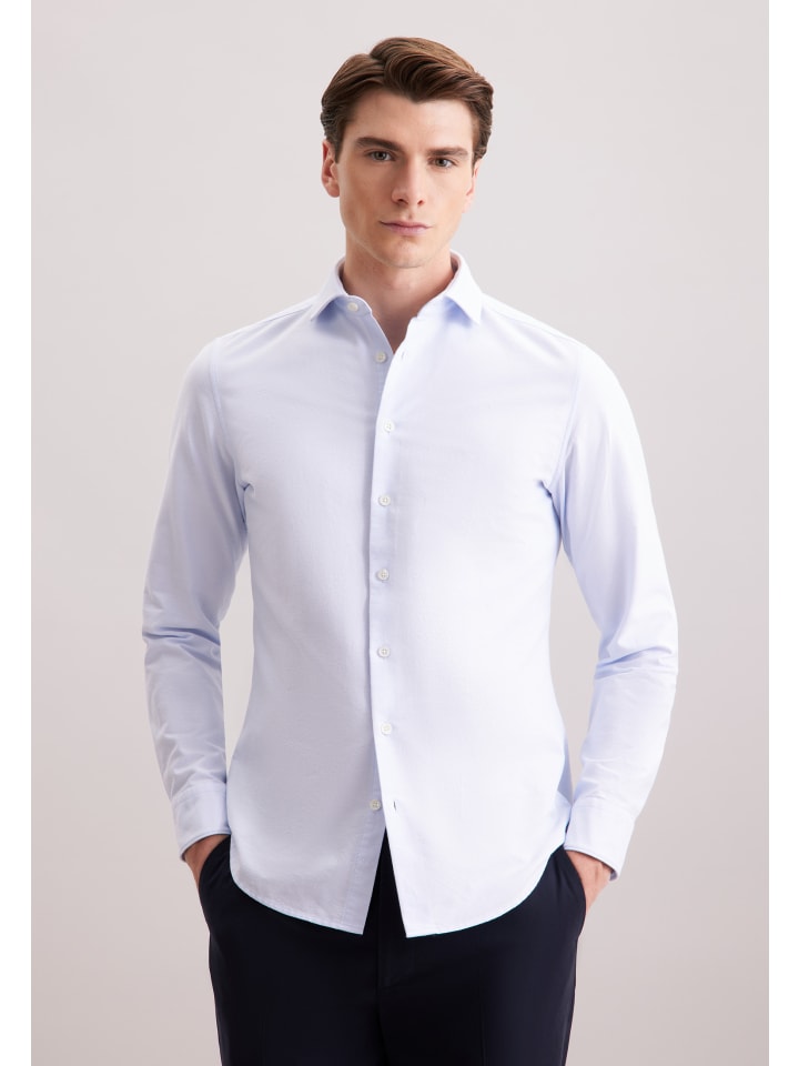 Повседневная облегающая рубашка светло-голубого цвета Seidensticker
Повседневная облегающая рубашка светло-голубого цвета Seidensticker