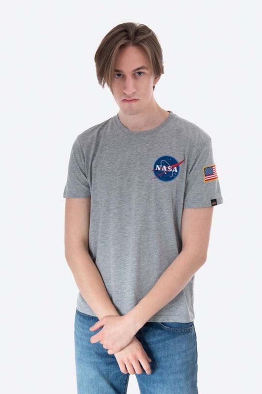 Хлопковая футболка Alpha Industries, серый 
Хлопковая футболка Alpha Industries, серый
